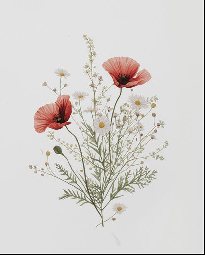 Set of 2 Printable Floral Wall Art | Poppy & Wildflower Digital Download