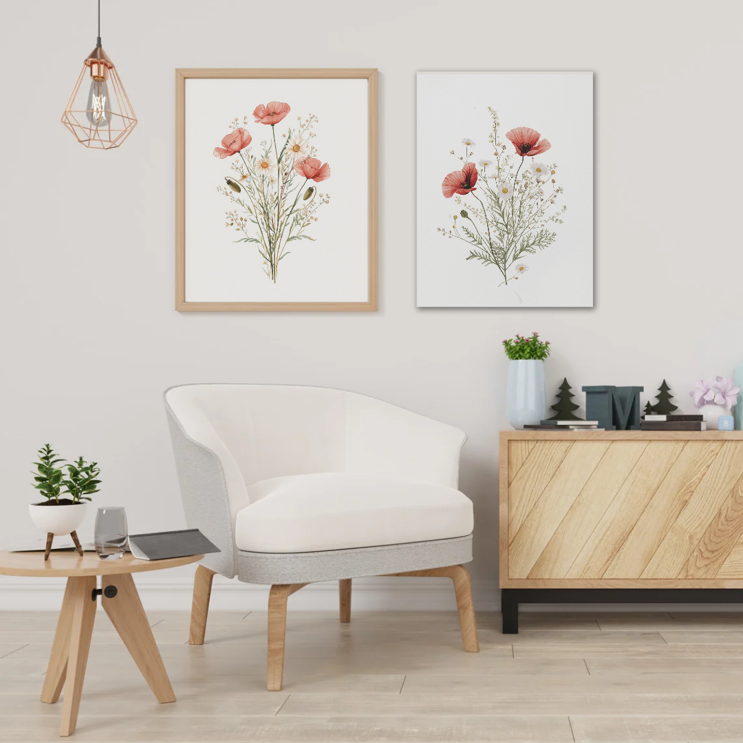 Set of 2 Printable Floral Wall Art | Poppy & Wildflower Digital Download